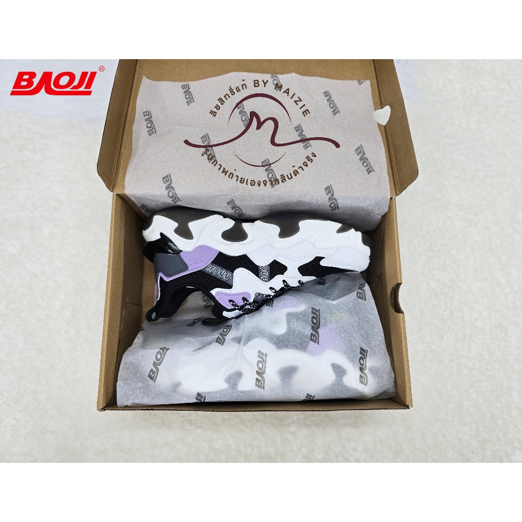 **BAOJI** [ลิขสิทธิ์แท้ ตัวแทนขายเอง] (BJW-1018) รองเท้าผ้าลำลอง มียางกันลื่นเอ็นแก้ว *ผู้หญิง* ส้นสูง 5 ซม.