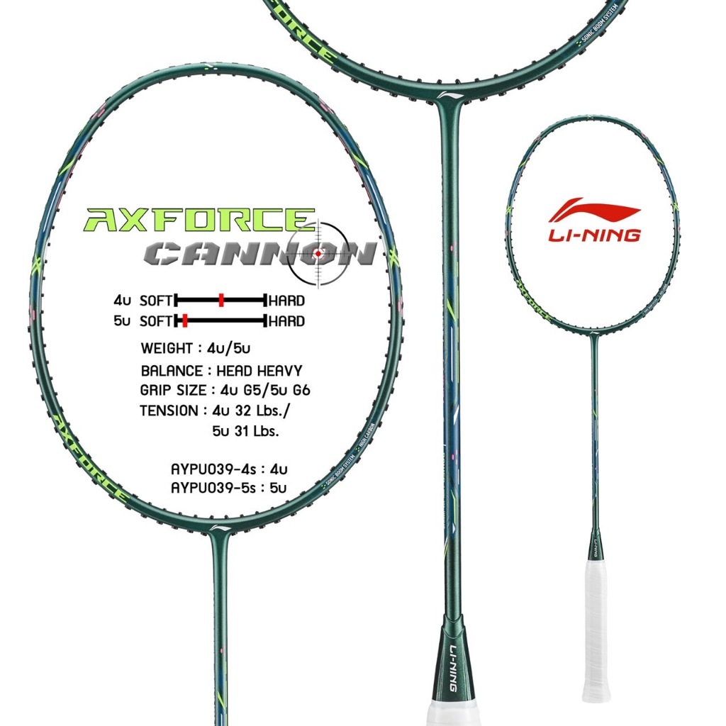 ไม้แบดมินตัน LI NING BADMINTON RACKET : AXFORCE CANNON(4U,5U)(AYPU039)(DEEP TEAL)