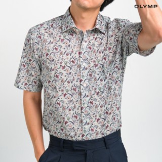OLYMP  LUXOR Shirt เสื้อเชิ้ตผู้ชายแขนสั้น สีเขียวอ่อน พิมพ์…