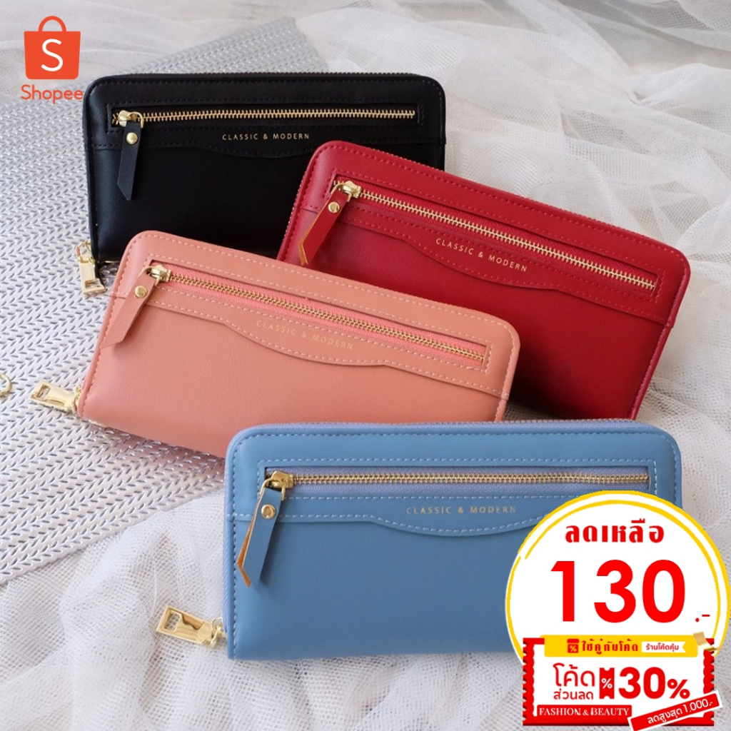 [ พร้อมส่ง ] กระเป๋าสตางค์ยาวซิปรอบพร้อมส่งในไทย No.T-9612-014 แบรนด์แท้CLASSIC&MODERNหนังPUพรีเมี่ยมสวยๆ