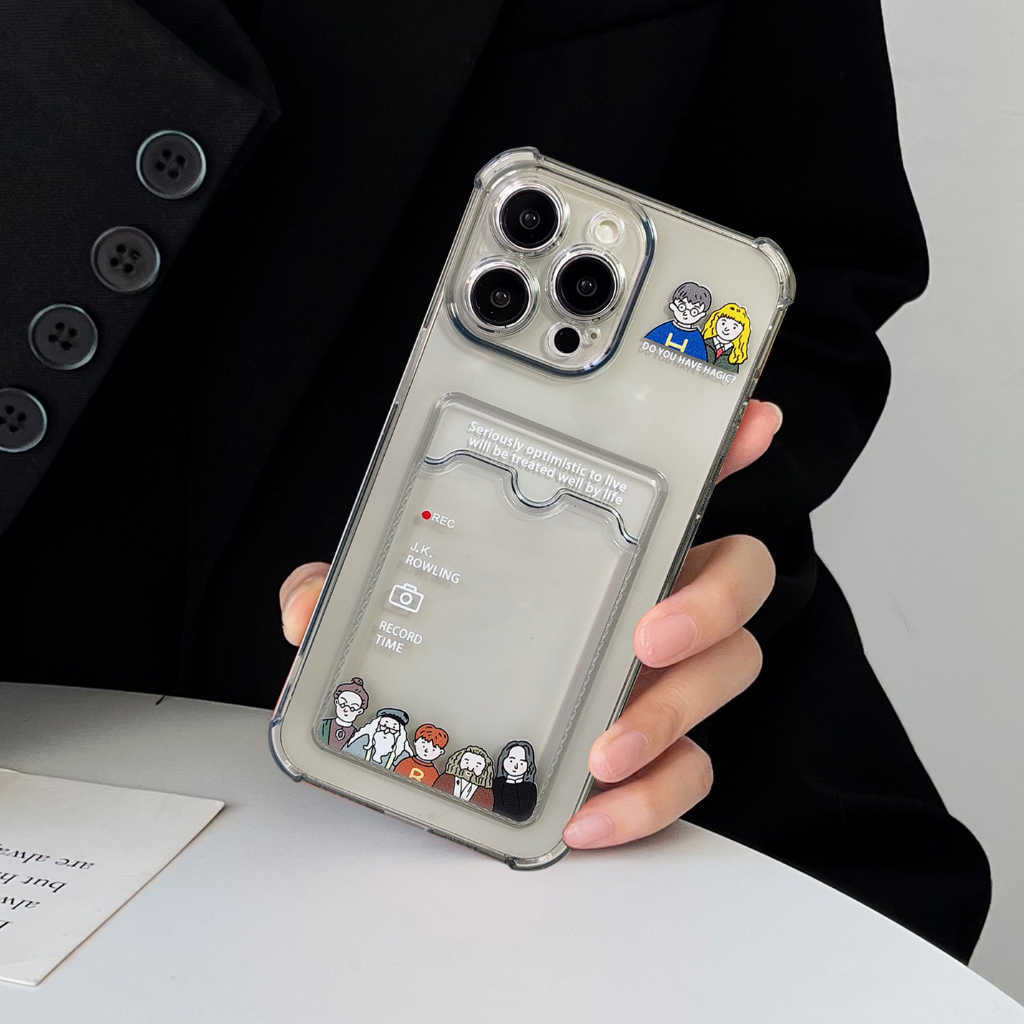 Case เคสใสลาย labubu มีช่องใส่บัตร สำหรับ iPhone 14 pro max OPPO A15 A54 A53 A58 A77S VIVO Y12 Y20 Y