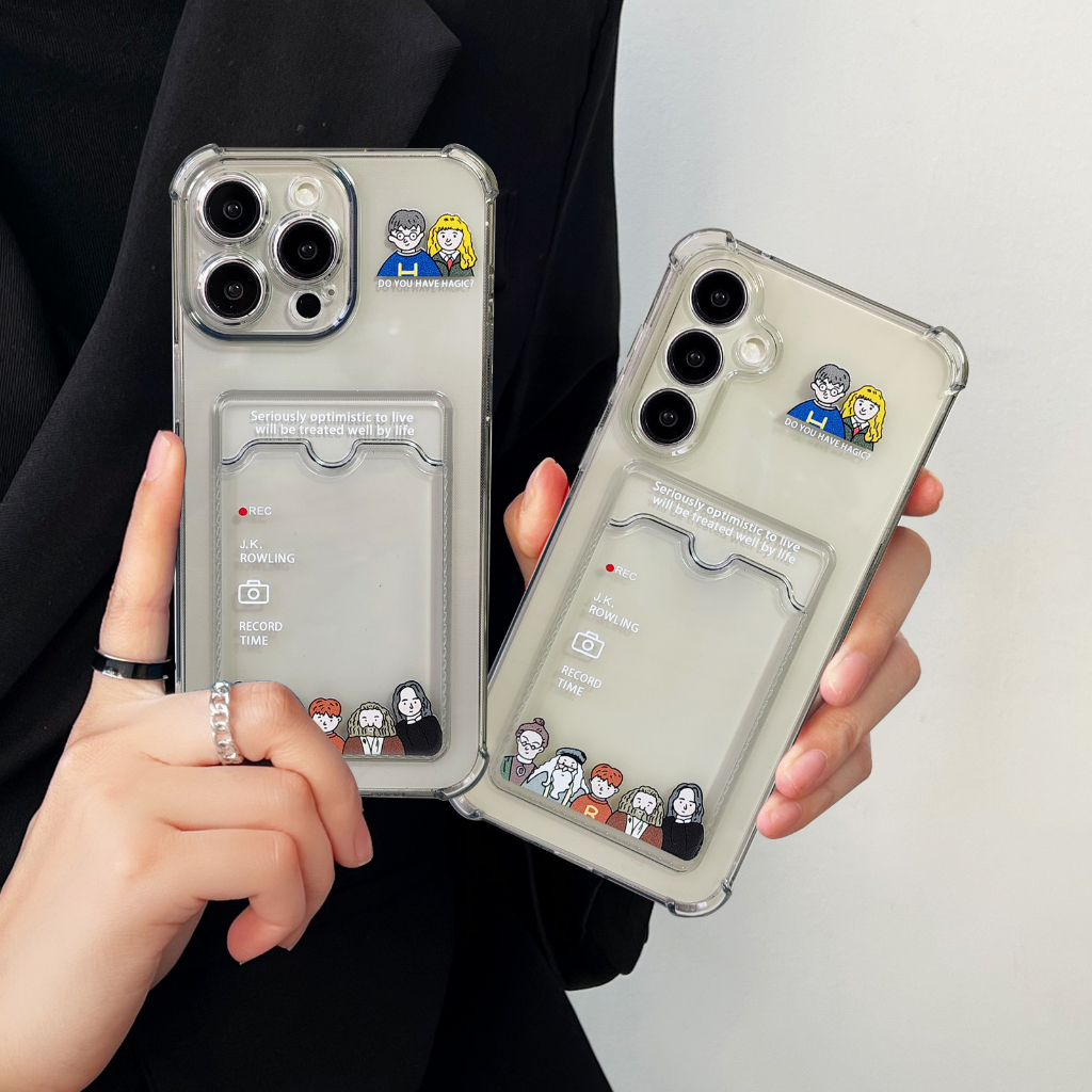 สำหรับ iPhone 14 pro max เคสใสลาย มีช่องใส่บัตร OPPO A15 A16 A18 A54 A53 A58 RENO11 RENO VIVO Y12 Y2