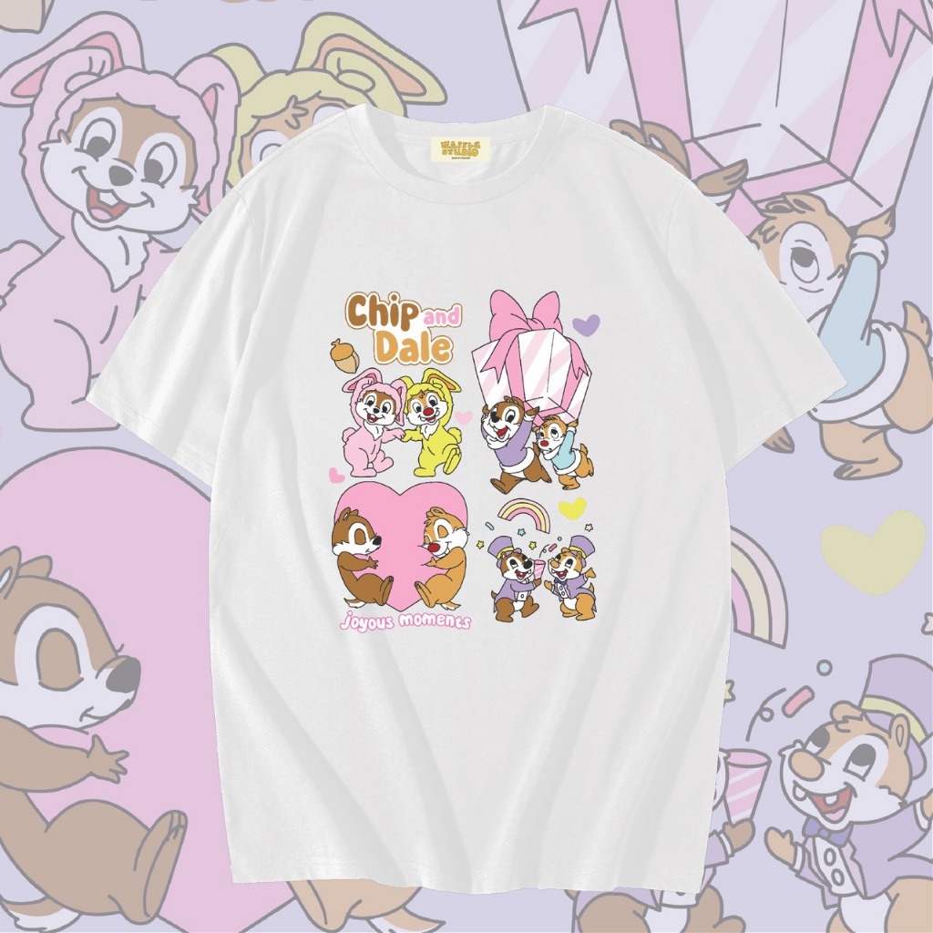 [ ส่งฟรี ] WS0436 เสื้อยืดโอเวอร์ไซส์ เสื้อยืดเกาหลี ผ้าคอตตอน 100% เสื้อยืด Chip&Dale ชิพกะเดล WAFFLE STUDIO