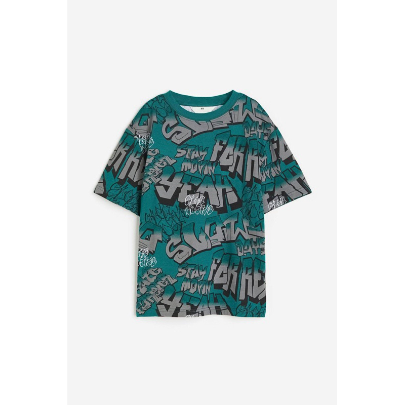 HM boy T shirt green print หล่อมากๆ