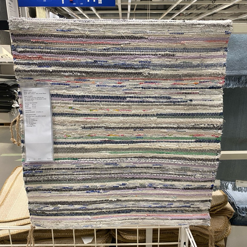 พรม พรมทอเรียบ พรมทอมมือ พรมอิเกีย ikea แต่ละผืนไม่เหมือนกัน TÅNUM ขนาด90x60cm ของแต่งบ้าน พรมอะลาดิน