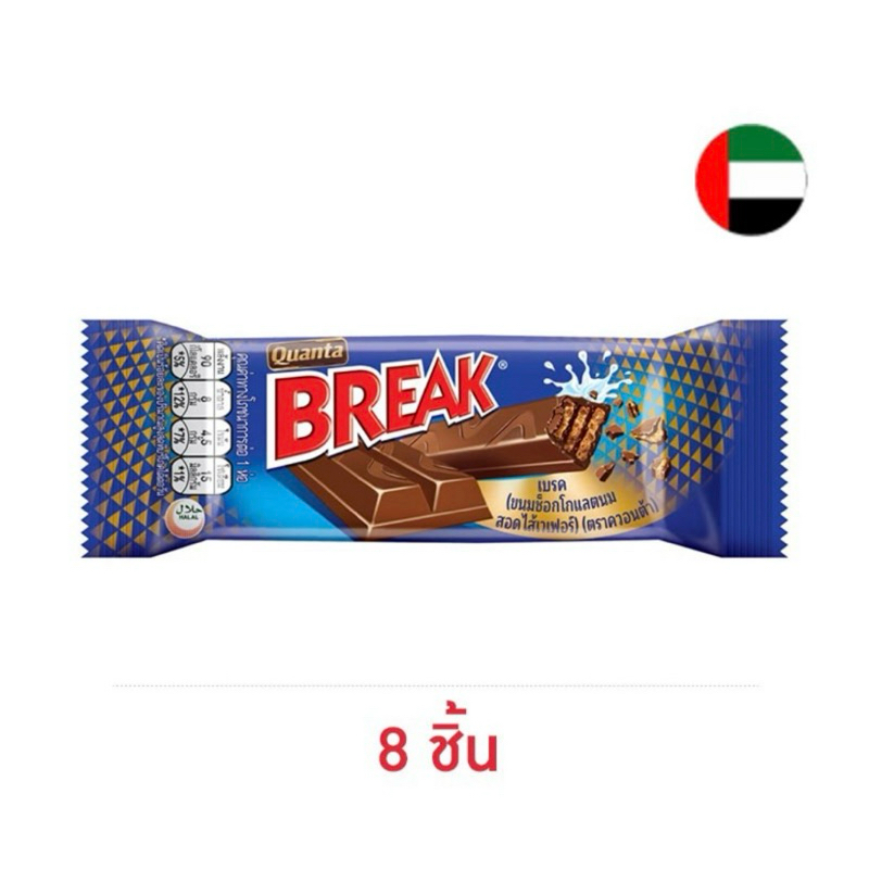ควอนต้า เบรค ช็อกโกแลตสอดไส้เวเฟอร์ 3F 18.5 กรัม 8ชิ้น