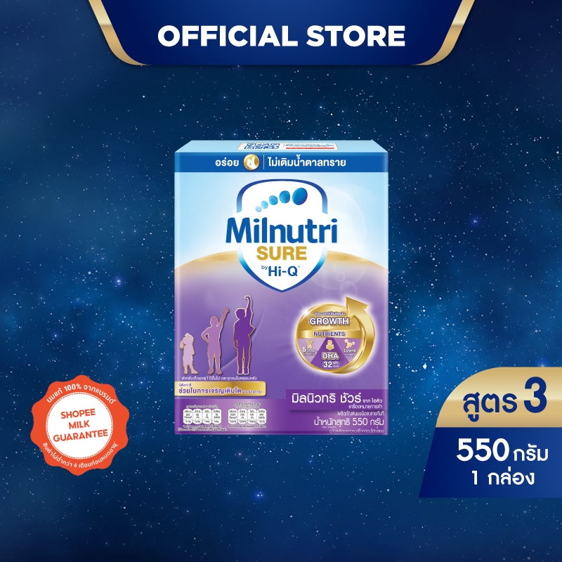 [นมผง] มิลนิวทริ ชัวร์ รสจืด 550 กรัม Milnutri Sure