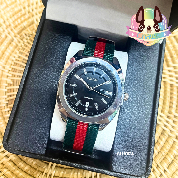 🎉🌈พร้อมส่งจากไทย นาฬิกา กุชชี หน้าปัดสวย งานดี มีทั้งสายผ้าเเละสายเหล็ก พร้อมกล่อง