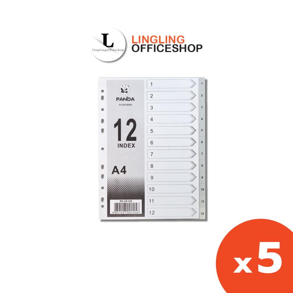 [5 ชุด] Panda ดัชนีพลาสติกคั่นเอกสาร 12 ช่อง | Index Dividers 12 Tabs