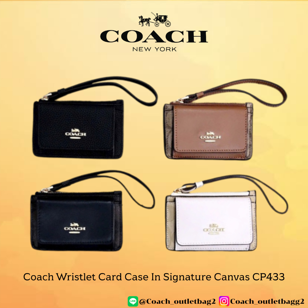 Coach Wristlet Card Case In Signature Canvas CP433