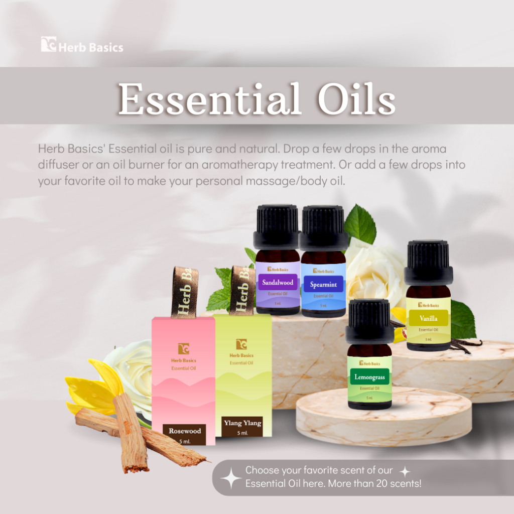 Herb Basics Essential Oil Pure & Natural 100% น้ำมันหอมระเหยสกัด Eucalyptus Lavender Lemon