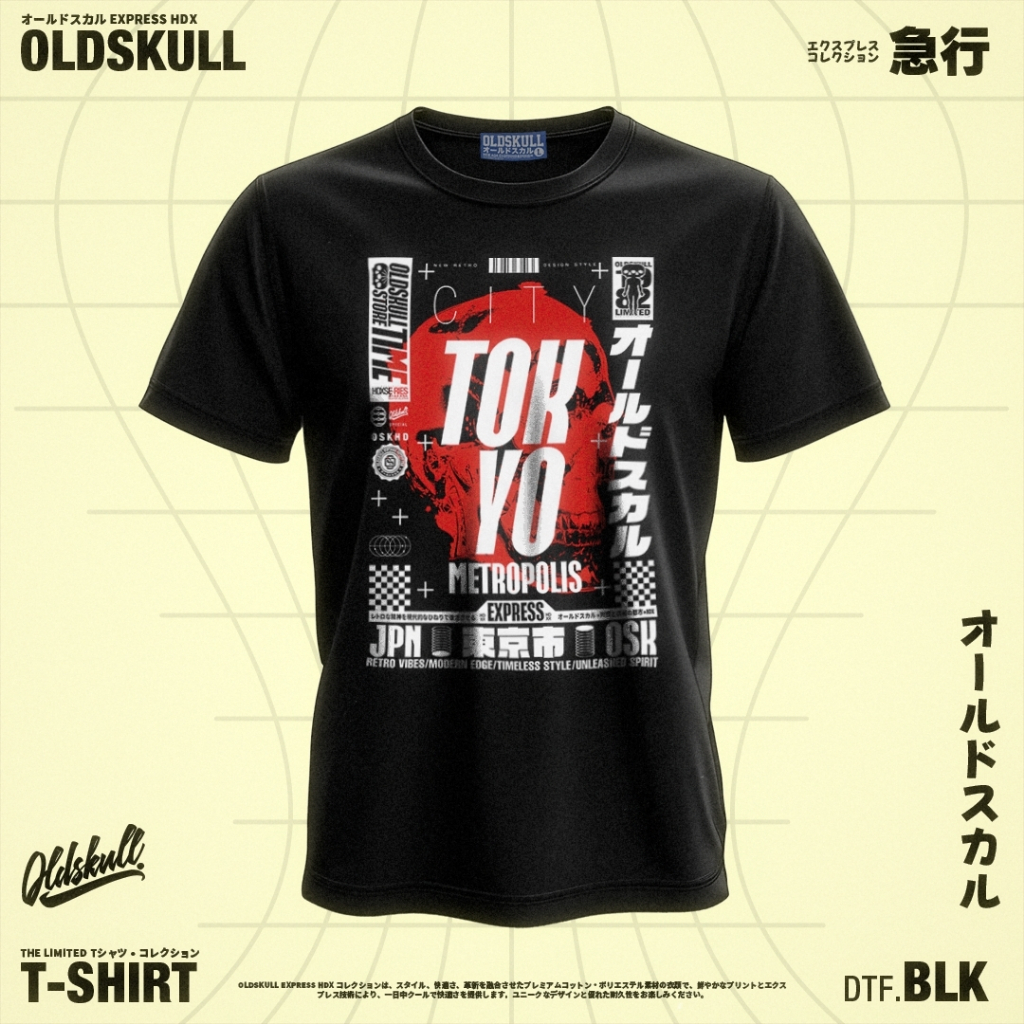 🎉เสื้อยืด NEW OLDSKULL BLKHDX No.36  ลาย TOK YO METROPOLIS 🎉
