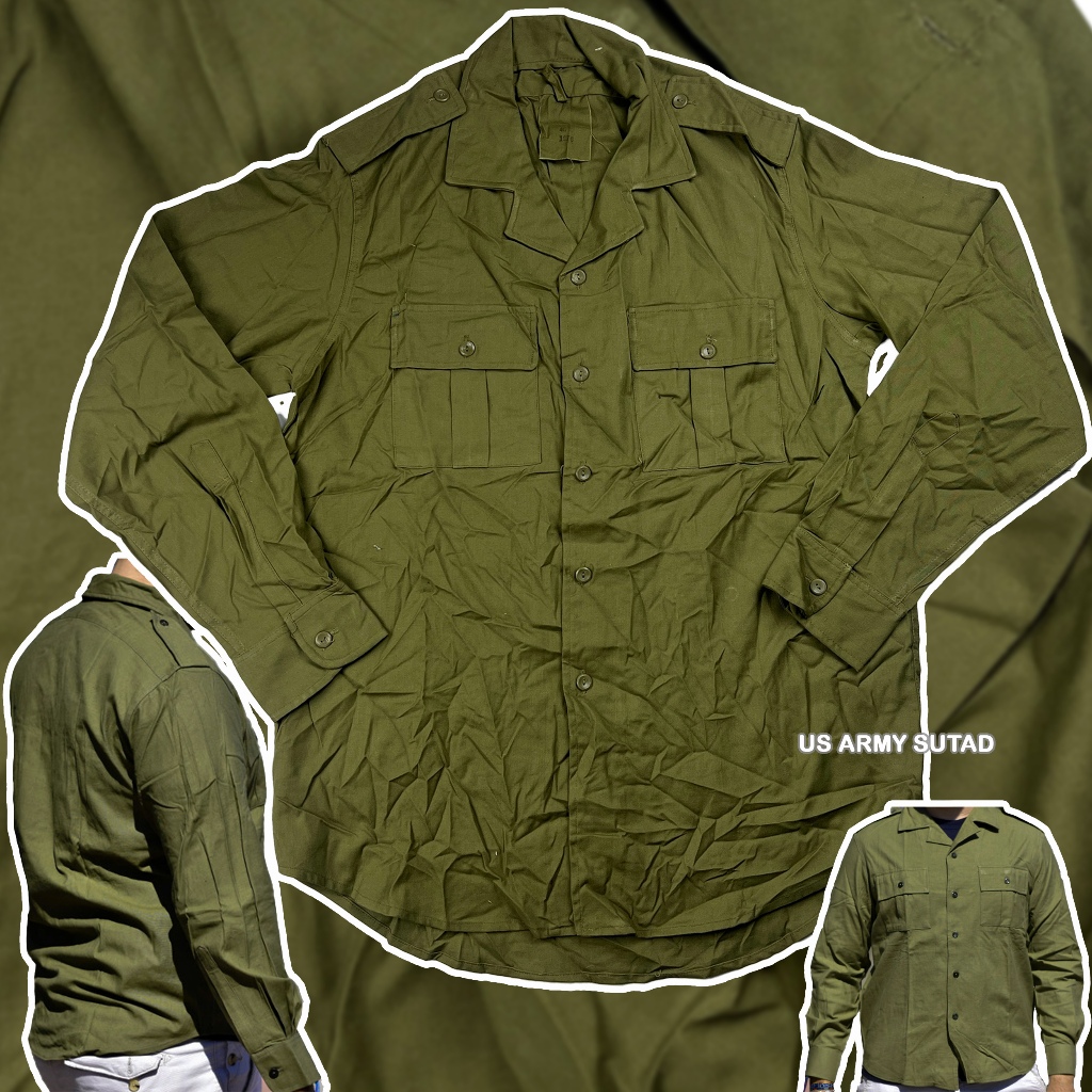 เสื้อเชิ้ตทหาร แขนยาว vgt1988 Romanian Army Field Jacket Shirt Military  สีเขียว  ผ้าคอตตอล100 ผ้าบา