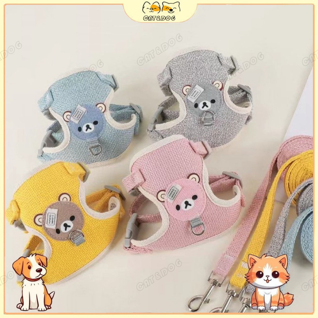 【CAT&DOG】สายจูงและสายจูงแมวน่ารัก ชุดสำหรับลูกแมวลูกสุนัขขนาดเล็ก หลักฐานการหลบหนี อุปกรณ์เสริม สายจูงหน้าอก
