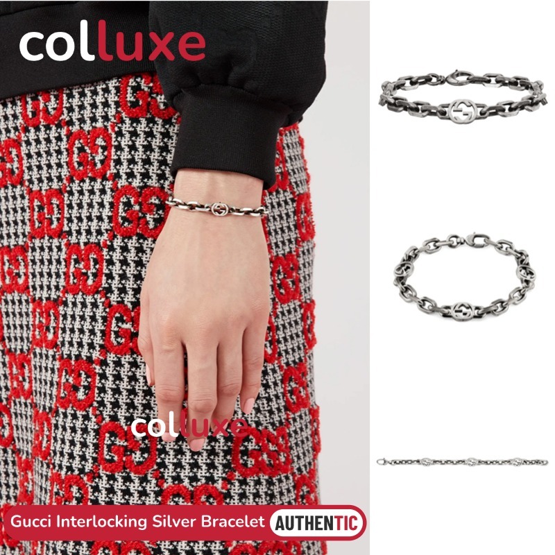 Gucci Interlocking Silver Bracelet สร้อยข้อมือ ซิลเวอร์