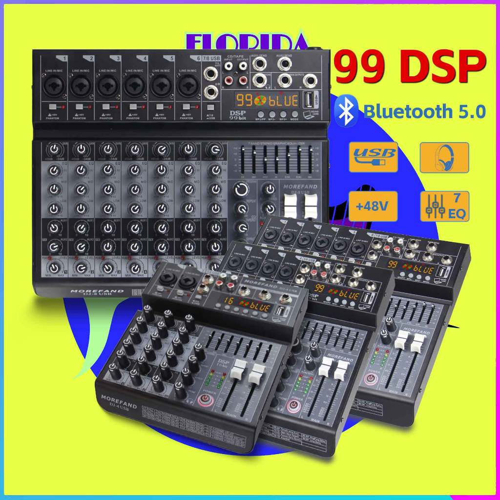 mixer audio เครื่องเสียง 99 DSP มิกเซอร์ เครื่องเสียง Bluetooth 4 / 6 / 8 ช่อง mixer เครื่องเสียงมิกเซอร์เอฟเฟค