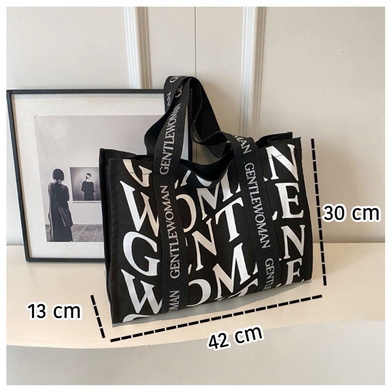 ✅พร้อมส่งจากไทย✅กระเป๋าผ้าแคนวาส สกรีนลายGW ใบใหญ่ใส่ของได้เยอะ