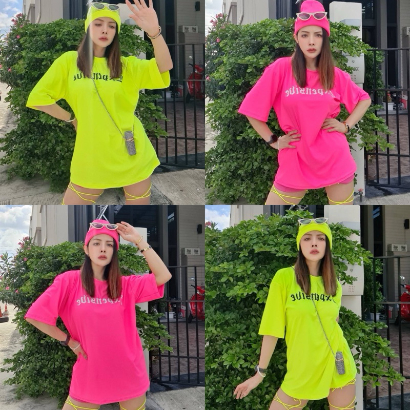 เสื้อยืดนีออนสีสะท้อนแสง