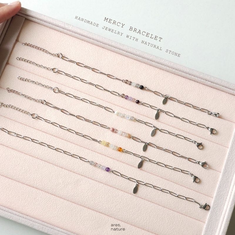 ares.nature - กำไลหินรุ่น Mercy chain bracelet เลือกหินเองได้ กำไลหินมงคล สร้อยข้อมือหิน