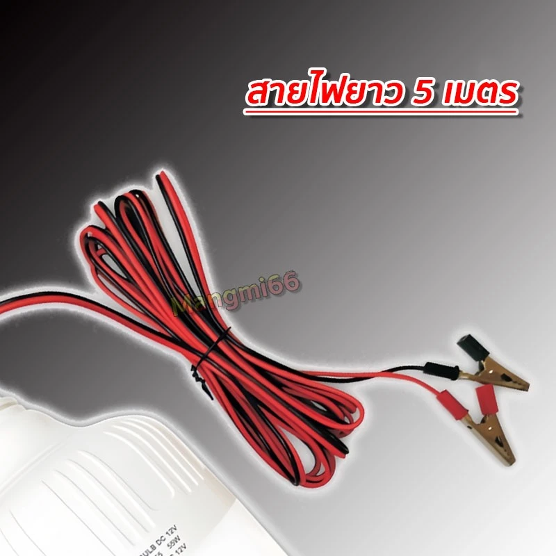 หลอดไฟต่อแบตเตอรี่ มีสวิทช์ เปิด-ปิด LED DC12V  พกพาสะดวก กันน้ำ (แสงขาว) 10/30/50 วัตต์ thumbnail 6