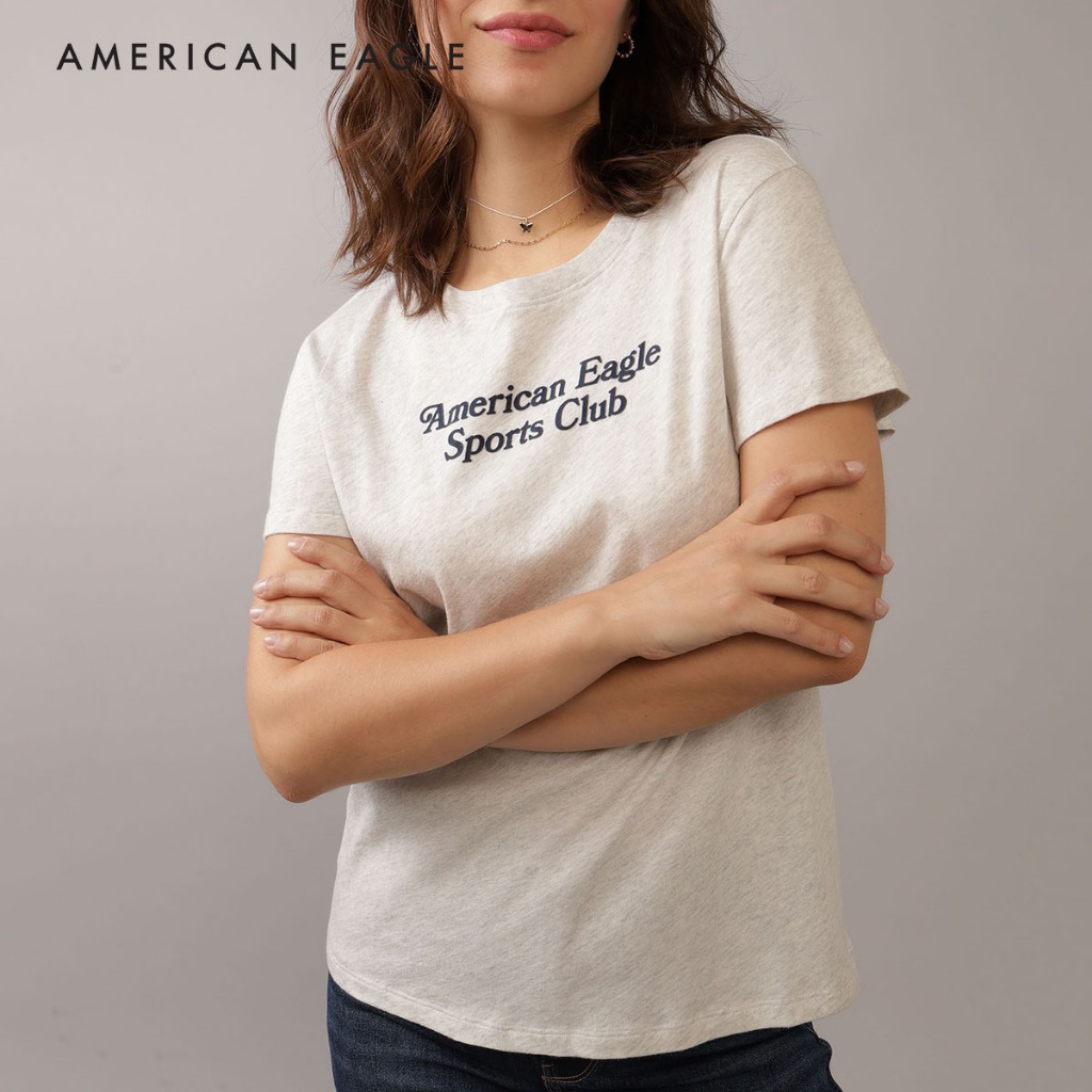 American Eagle Slim Classic Logo Graphic T-Shirt เสื้อยืด ผู้หญิง กราฟฟิค (NWTS 037-9593-006)