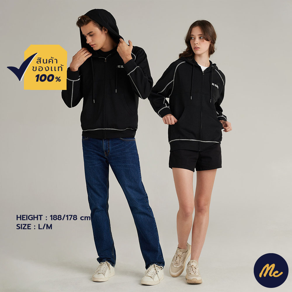 Mc JEANS เสื้อกันหนาว ฮู้ดดี้ Unisex สีดำ MJHP184
