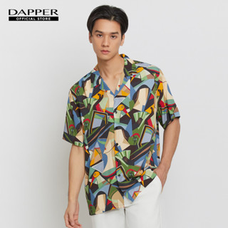 DAPPER เสื้อฮาวาย Playful Geometric Print สีฟ้า (BCSD1/151HP)