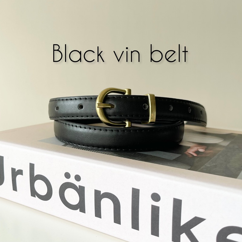 Black vin belt เข็มขัดสีดำ สไตล์วินเทจ