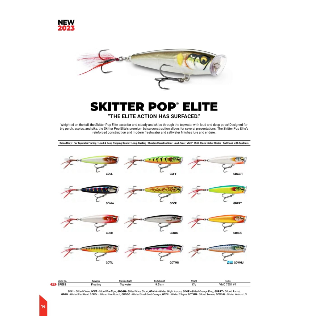 ✨️ เหยื่อปลอม Rapala Skitter Pop Elite SPE95 *เหยื่อป๊อปเปอร์*