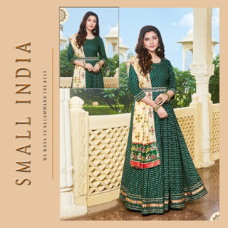 {**ส่งฟรี**} SMALL INDIA 👗 Rayon Cotton Foil Print 👗 Beautiful Gown