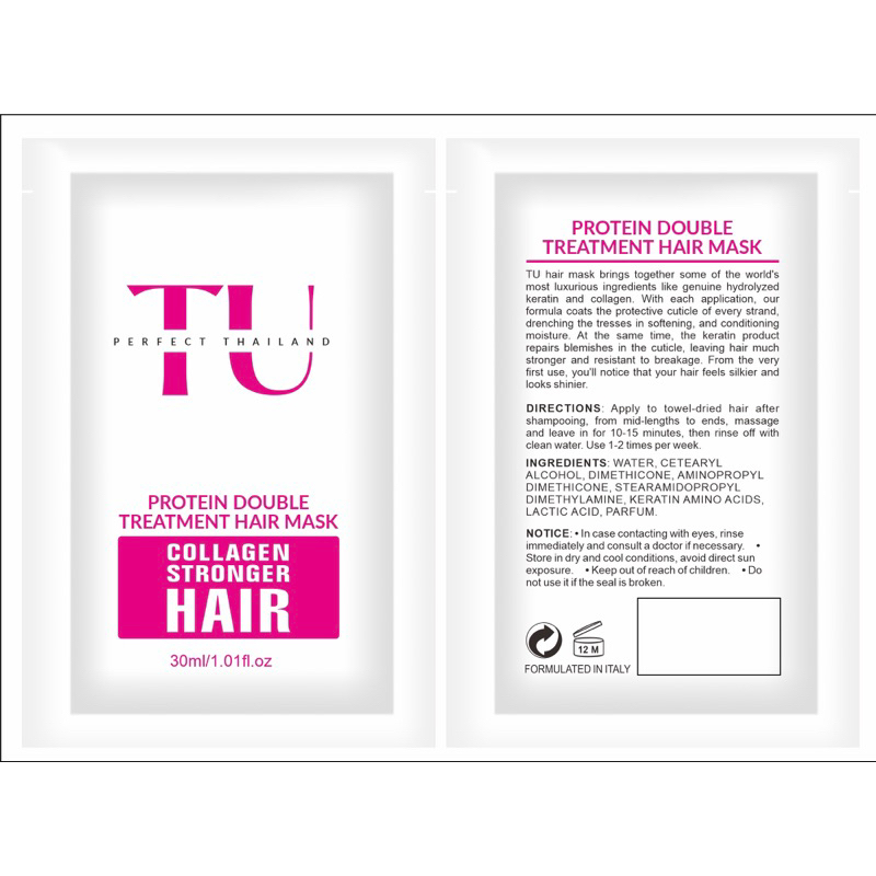 ทรีทเม้นท์บำรุงผมแบบซอง (นวดซอง) TU PROTEIN DOUBLE TREATMENT HAIR MASK 30 ml