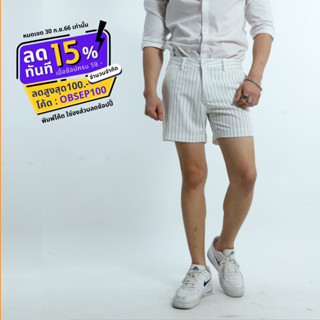 [ พิมพ์ OBSEP100 ลด 15% ขั้นต่ำ 59.- ลดสูงสุด 100.- ] กางเกงขาสั้นผู้ชาย ลายทาง COMFORT SHORTS 14"