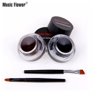 เขียนคิ้ว + อายไลเนอร์ 2 ตลับ กันน้ำ 24 ชม.music flower 24 hours longwear gel eyeliner