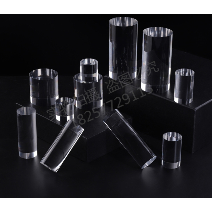 แท่นวางสินค้า ทรงสี่เหลี่ยม แท่งกลม ใสรอบตัว Display Stand แท่นคริสตัลใส (ขายแยก1ชิ้น) พร็อพถ่ายรูป ที่วางเครื่องประดับ