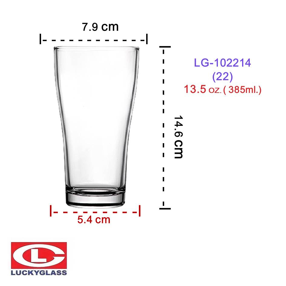 Lucky Glass แก้วน้ำดื่ม LG-102214(22) แก้วเป็กช็อต classic shot glass 385ML.