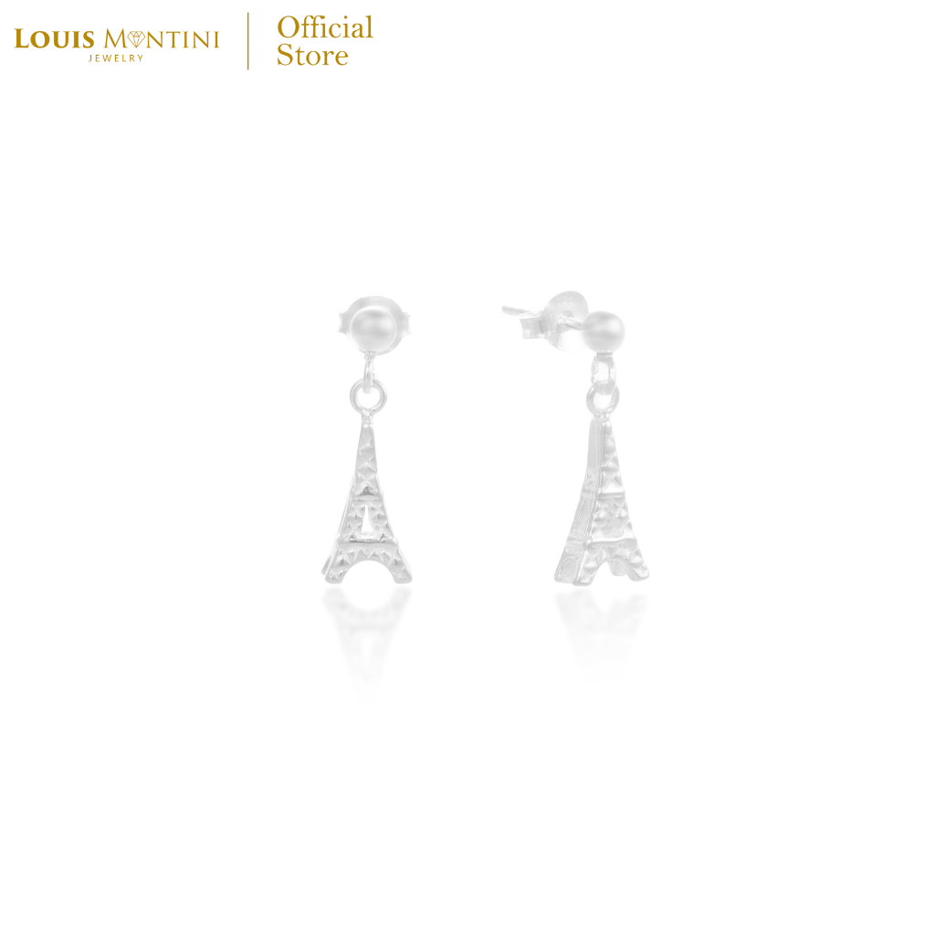Louis Montini (Jewelry) Sterling Silver 925 Earrings ต่างหูเงินแท้ 92.5% ต่างหูผู้หญิง รูปหอไอเฟล LJER120
