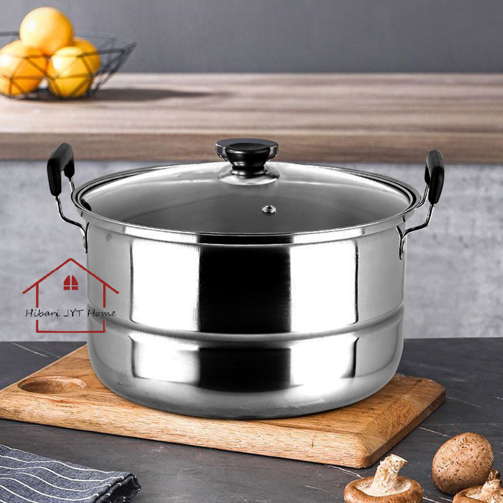 📢 [ลูกค้าใหม่ 1 บาท] หน้อนึ่ง หม้อสแตนเลส+แผ่นรองนึ่ง+ฝาแก้ว  ขนาด 22CM. รุ่น TL832