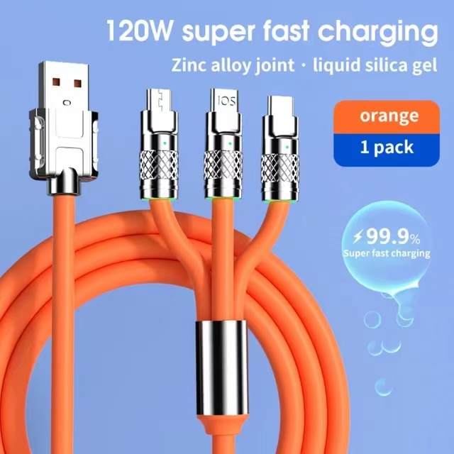 สายชาร์จโทรศัพท์ 120w Three-in-One สายชาร์จเร็ว รองรับการชาร์จอย่างรวดเร็วสูงสุด 120w (มีสินค้าพร้อมส่ง จัดส่งทุกวัน)