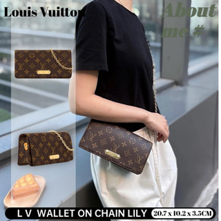 🆕หลุยส์ วิตตอง Louis Vuitton WALLET ON CHAIN ​​LILY กระเป๋าถือ LV bag กระเป๋าสะพายสตรี