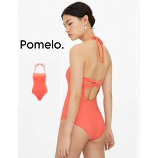 [ ของใหม่ มือ1 ] ชุดว่ายน้ำ Pomelo แท้ 💯% Halter Back Knot Swimsuit ใหม่ป้ายครบ Coral Red ส้ม วันพีช ชุดเล่นน้ำ บิกินี่