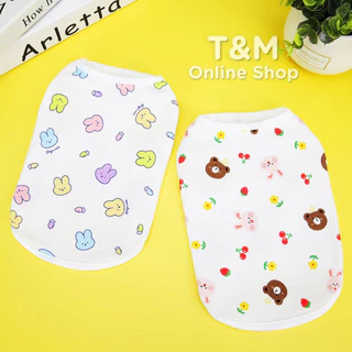 เสื้อยืดสัตว์เลี้ยง เสื้อสัตว์เลี้ยง ผ้าCotton ลายกระต่าย ลายหมี ผ้ายืดใส่สบาย ใส่นอนแอร์ได้ ส่งจากไทย T-009