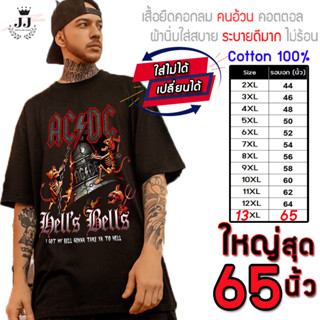 🔥มาใหม่🔥เสื้อไซส์ใหญ่ อก60นิ้ว ผ้าCotton100% เสื้อยืดใหญ่ เสื้อยืดคนอ้วน เสื้อคอกลม ลายACDCระฆัง ใส่สบายมาก เสื้อวินเทจ