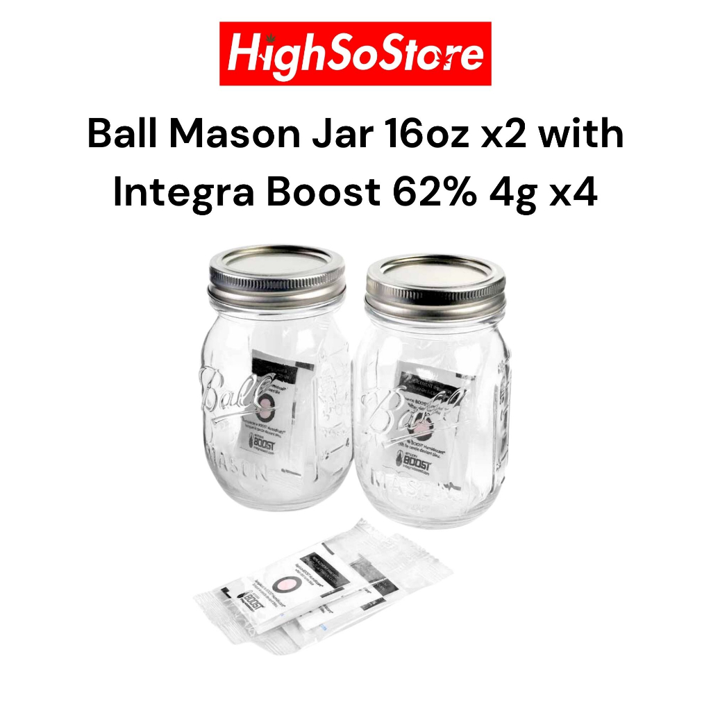 🚚พร้อมส่ง 🚚โหลแก้ว Ball Mason Jar 16oz x2 with Integra Boost 62% 4g x4