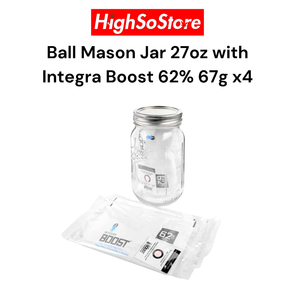 🚚พร้อมส่ง 🚚โหลแก้ว Ball Mason Jar 27oz with Integra Boost 62% 67g x4