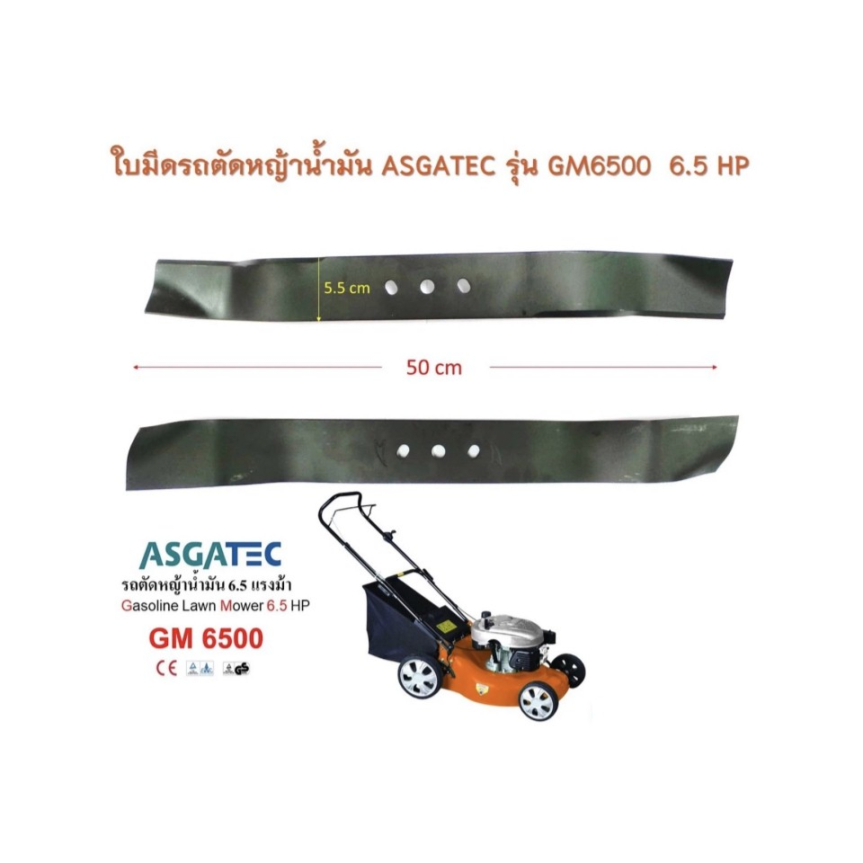 ใบมีดรถตัดหญ้าน้ำมัน ASGATEC รุ่น GM-65000 6.5 HP(ใบมีดยาว 50 CM)