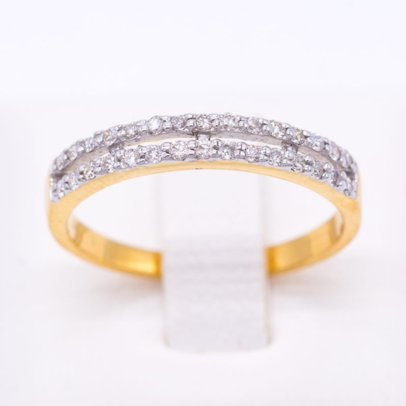 แหวนเพชรสองแถวคู่ แหวนเพชร แหวนทองเพชรแท้ ทองแท้ 37.5% (9K) ME507