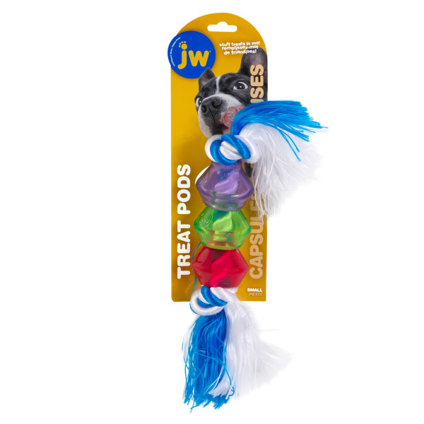 JW Treat Pods Rope Dog Toy เชือกดึงพร้อมยางหุ้มซ่อนขนมได้ ฝึกทักษะและสมอง ทนทาน เล่นได้นานไม่เบื่อ
