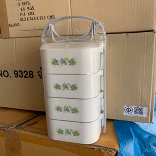 ปิ่นโต 4ชั้น BPA เข้าไมโครเวฟได้ มีฝากั้นทุกชั้น