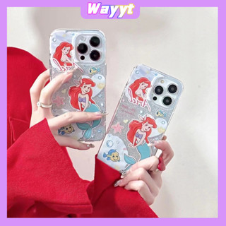 💖จัดส่ง24ชม💖iPhone 14 13 12 11 Pro Max เคส for เคสไอโฟน11 น่ารัก บางเบาพกพาง่าย การ์ตูน ผงกลิตเตอร์  เงือก Case