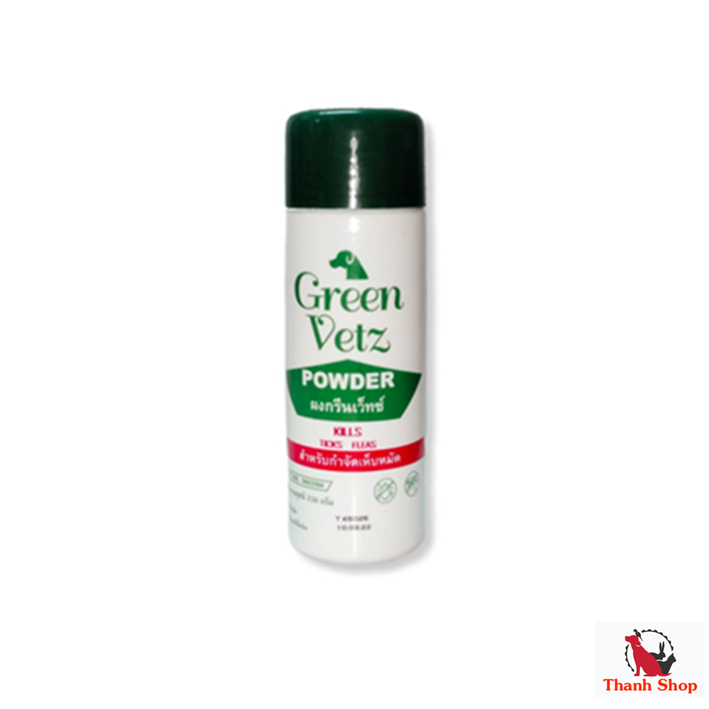 แป้งเห็บหมัด สำหรับน้องหมา น้องแมว Green Vetz 150 กรัม
